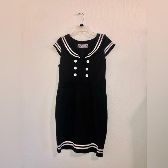 black formal dress with lace sleeves Black Friday Rebirth Sailor Top, Size 14